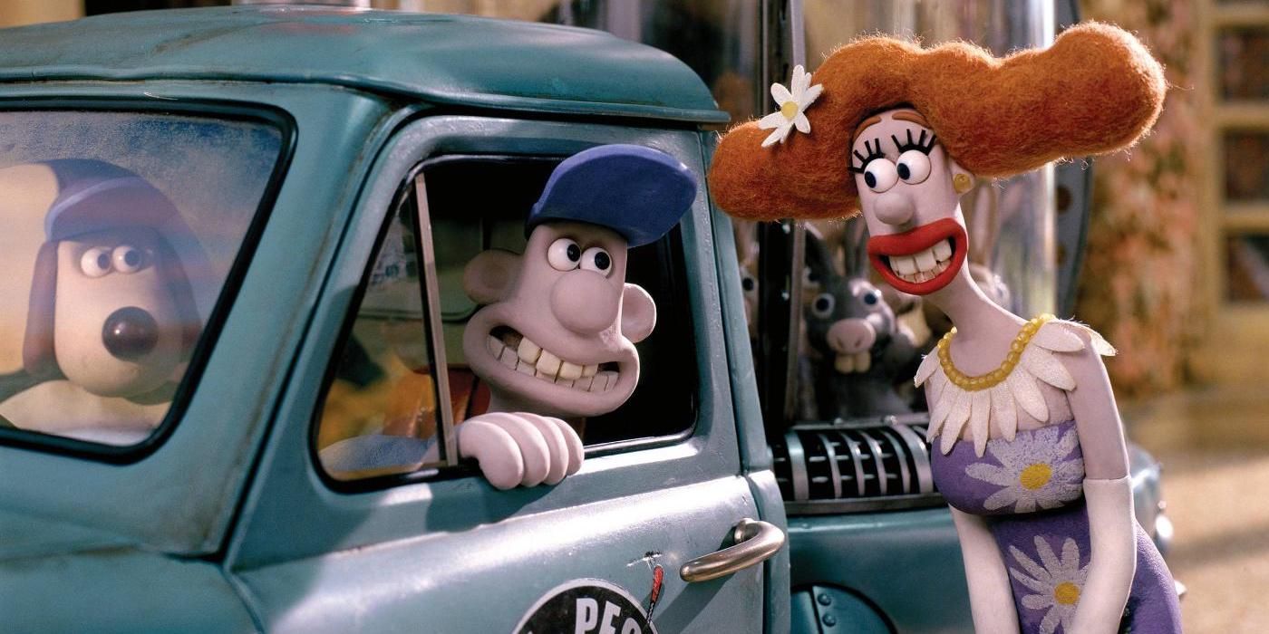 Gromit, Wallace and Lady Tottington in The Curse of the Were Rabbit.