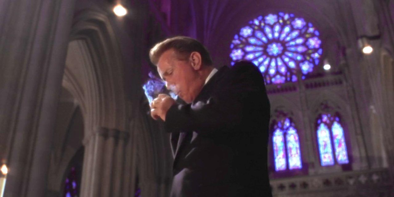 President Bartlet smoking in a church in The West Wing