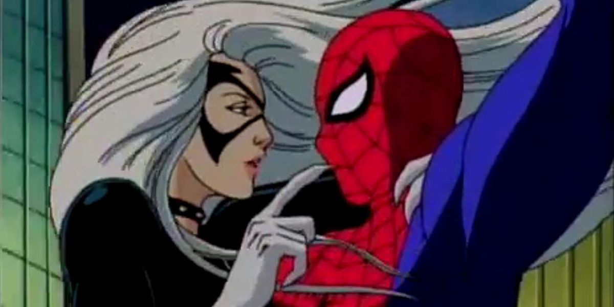 Spider-Man hugging Black Cat in Animated Series.