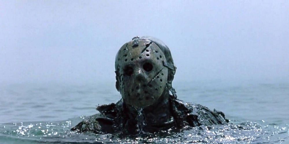 Jason Voorhees emerging from the water in Freddy Vs. Jason
