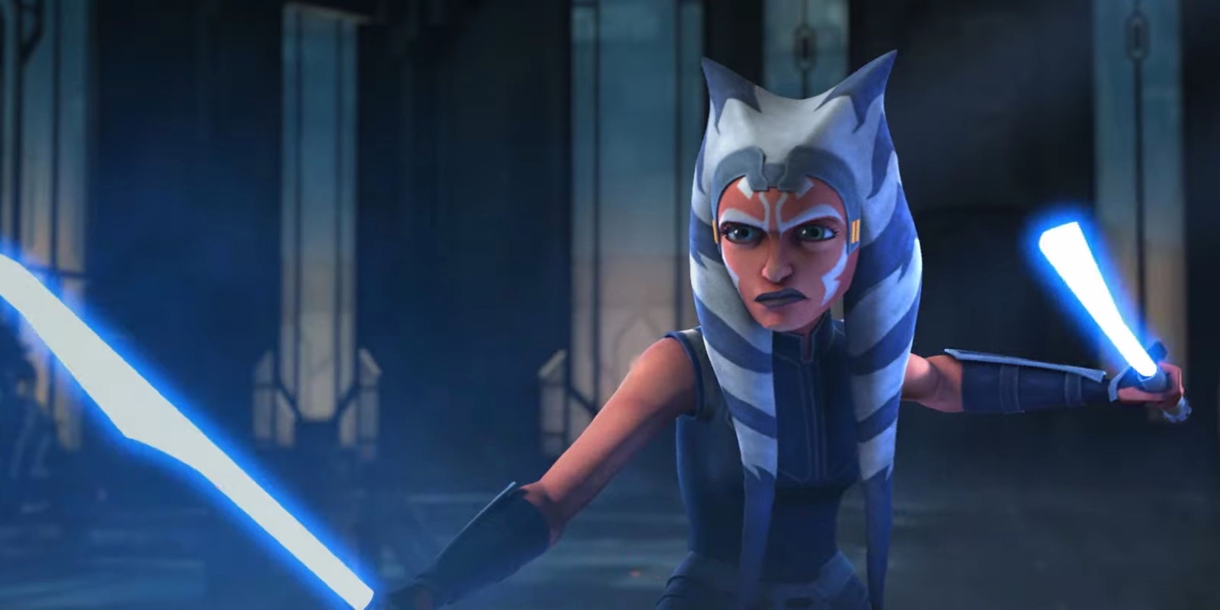 Ahsoka Tano faces off with Maul during the Siege of Mandalore in Clone Wars Season 7
