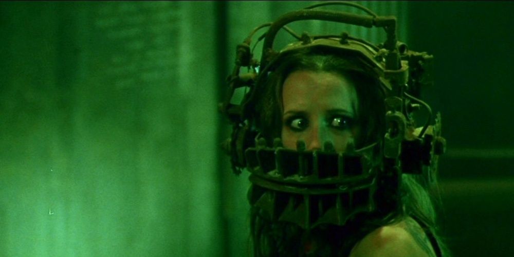 The Reverse Bear Trap in the original Saw movie.