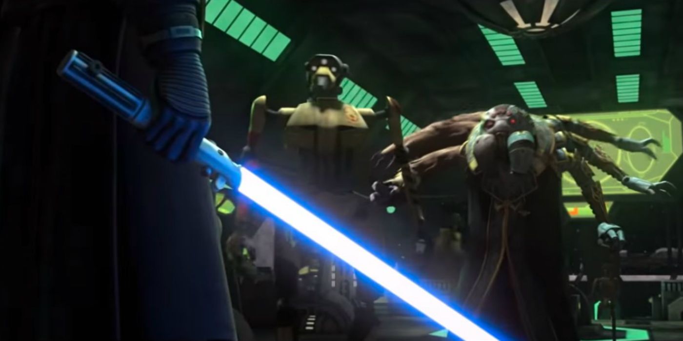 Anakin Skywalker confronts Admiral Trench before murderign him in Star Wars The Clone Wars