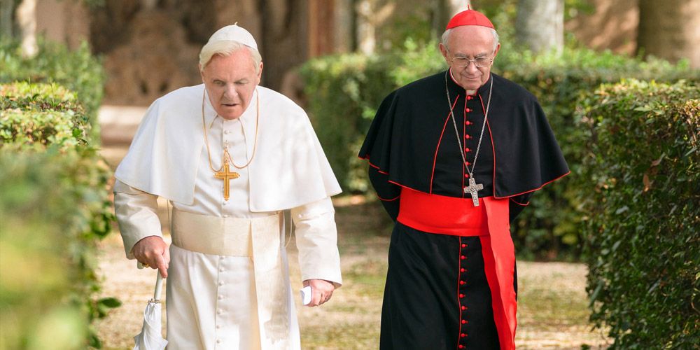 The two popes walking in the garden 