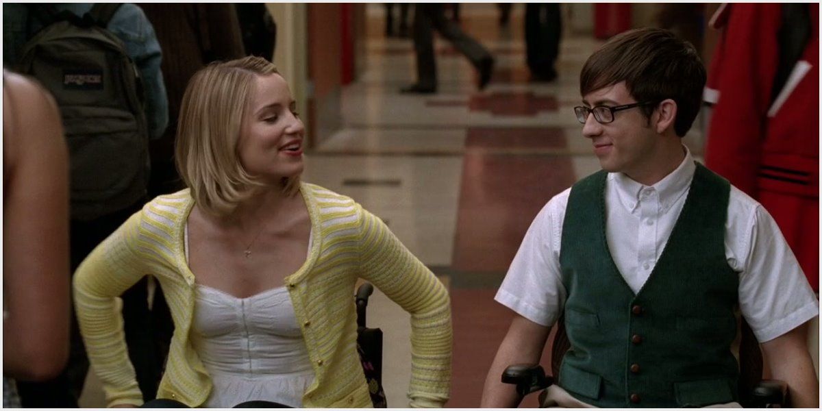 Artie helps Quinn adjust to her wheelchair