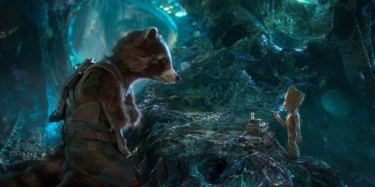 Baby Groot and Rocket in Guardians of the Galaxy 2