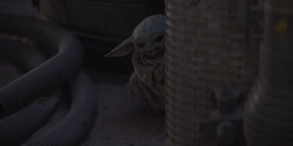 Baby Yoda plays hide and seek in The Mandalorian