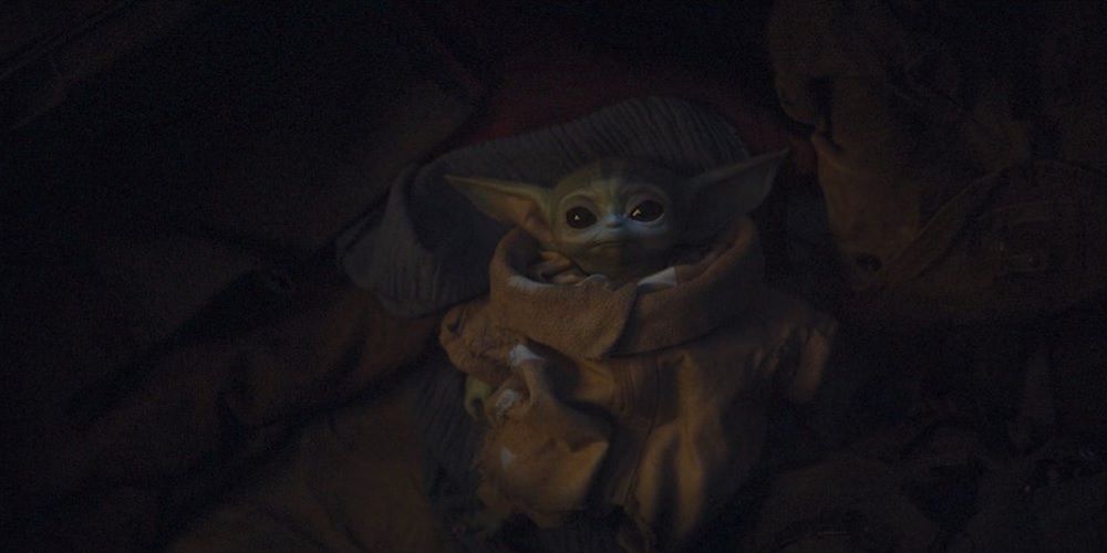 Baby Yoda stargazing in The Mandalorian