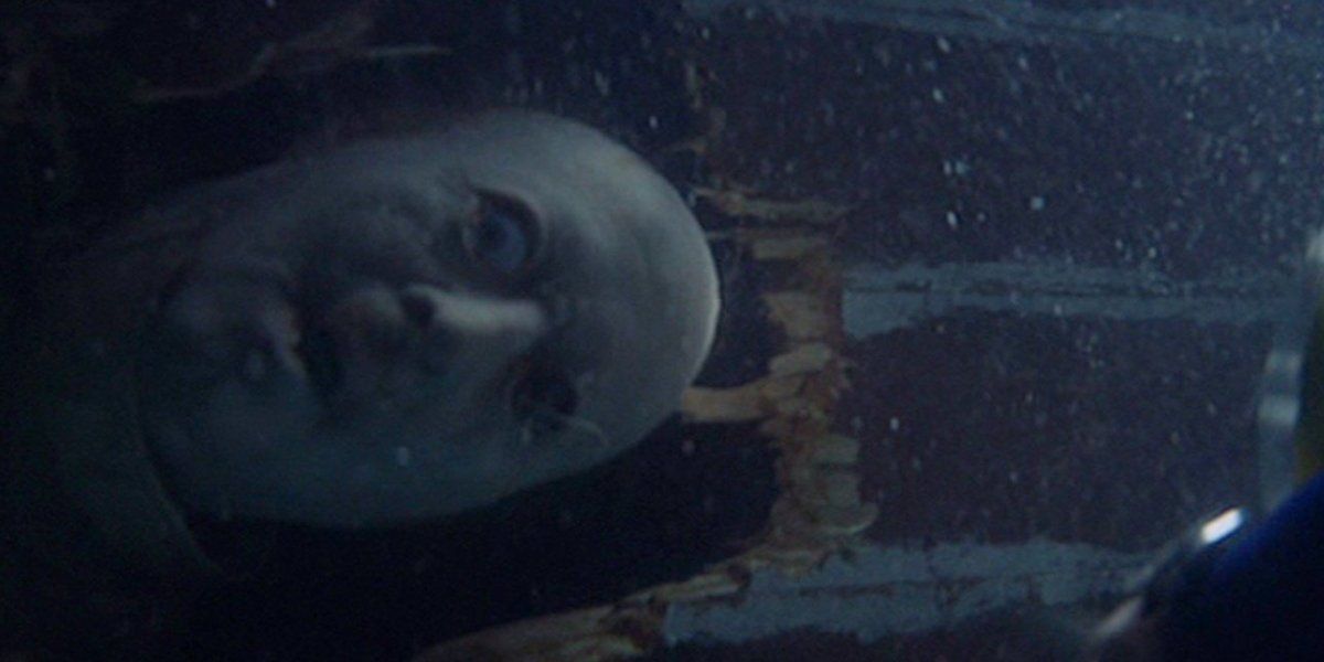 Ben Gardner's head missing an eye as seen by Hooper in Jaws