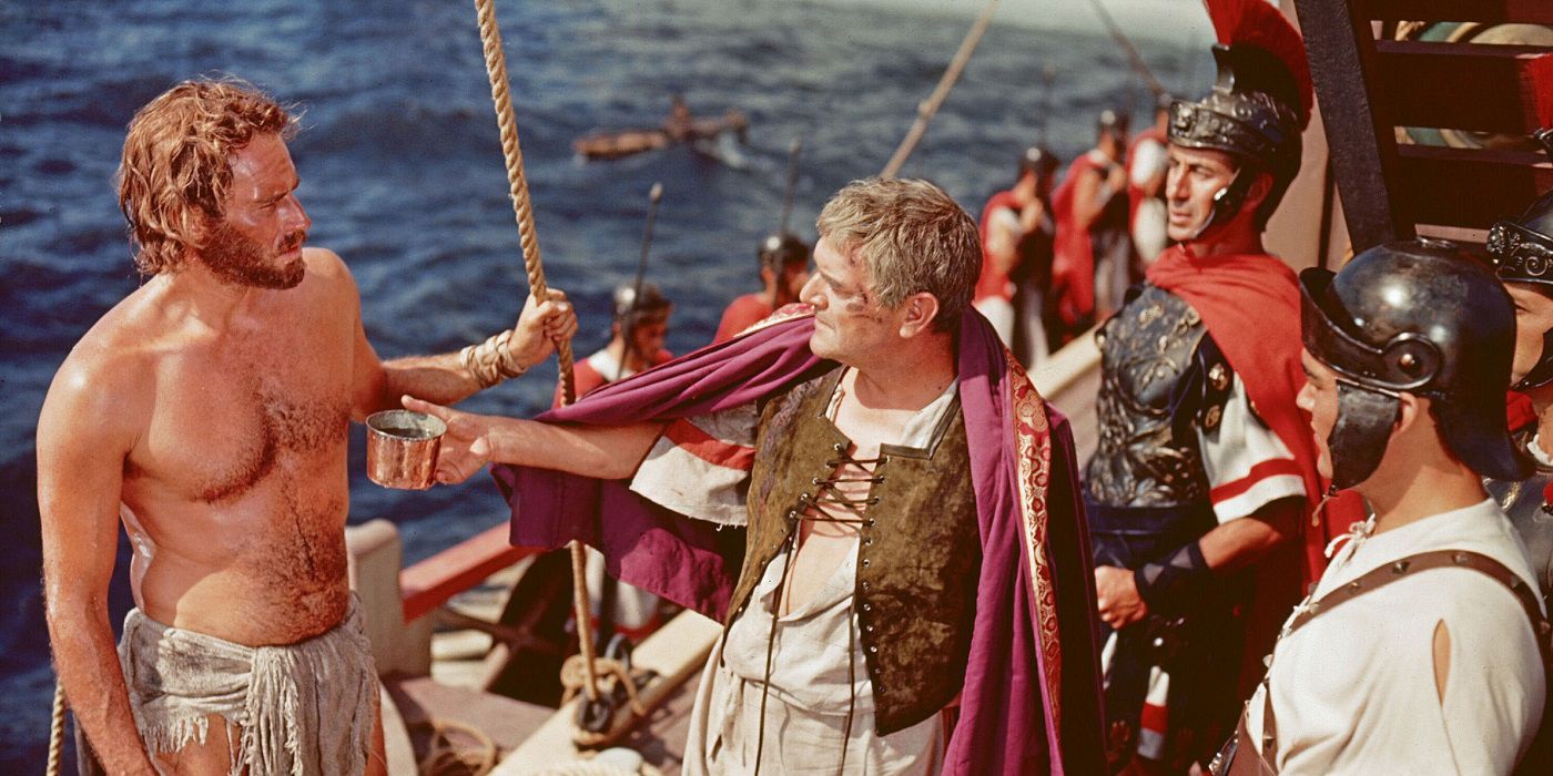 Ben-Hur standing on a boat.