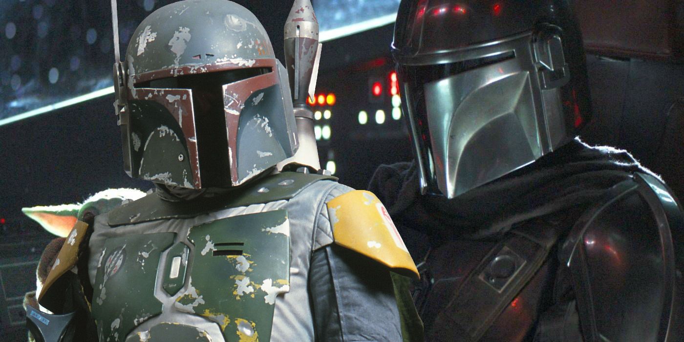Boba Fett in Star Wars and Pedro Pascal as Din Djarin in The Mandalorian