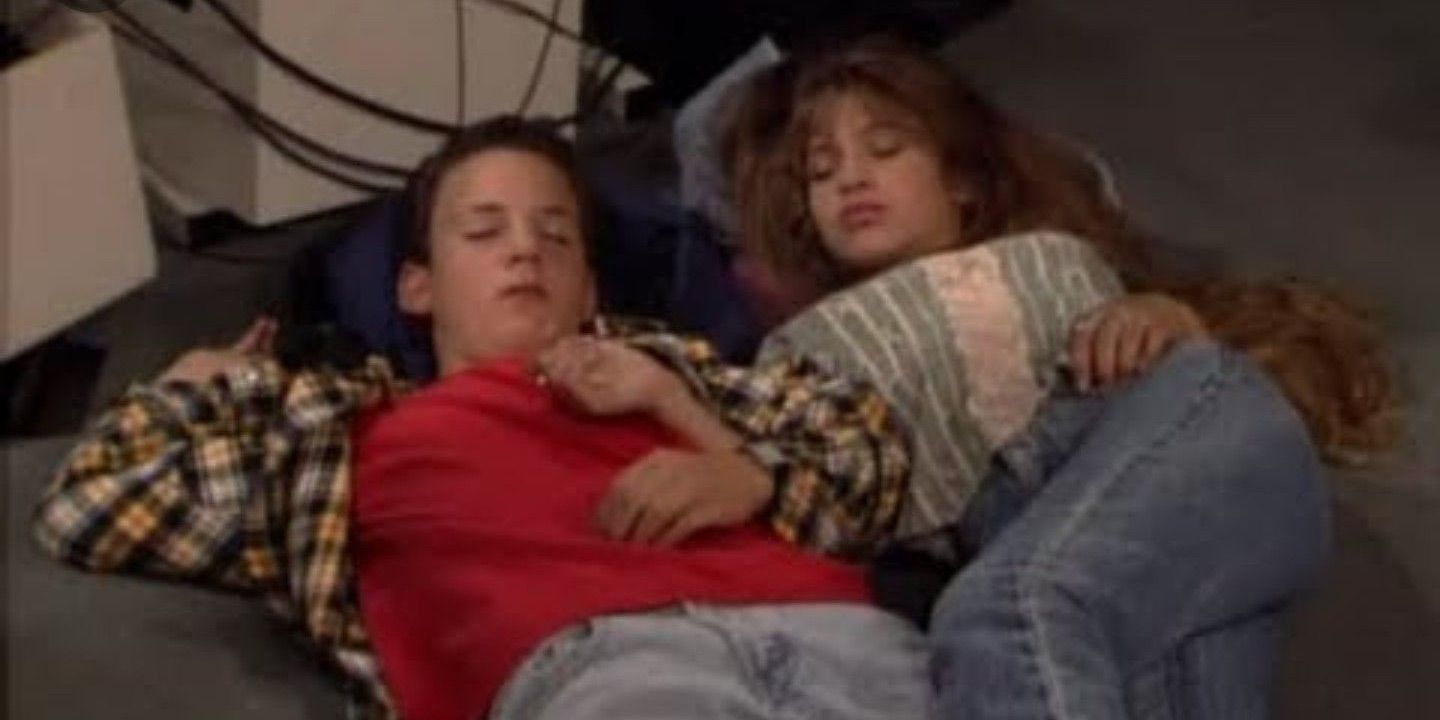 Cory and Topanga sleeping next to each other in Boy Meets World