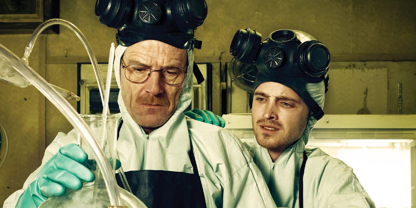 Walter e Jesse cozinhando metanfetamina em Breaking Bad