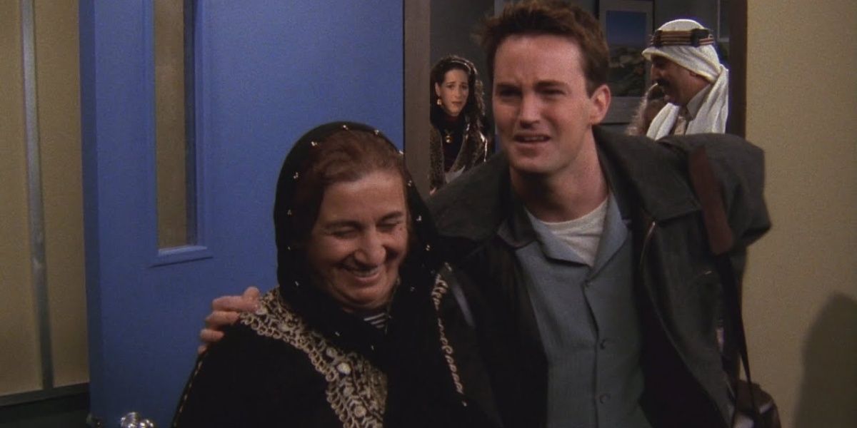 Chandler cries as he boards a plain to Yemen in Friends