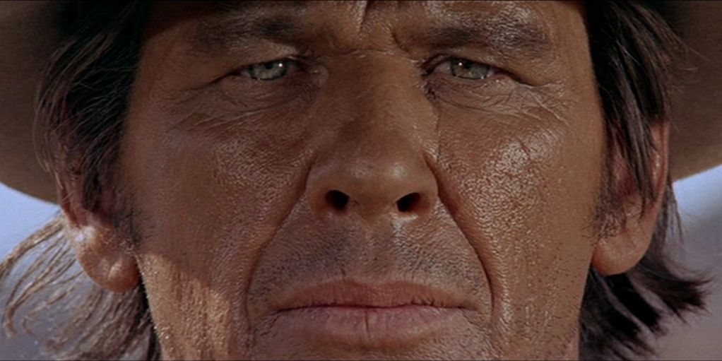 A closeup of Charles Bronson in Once Upon A Time In The West