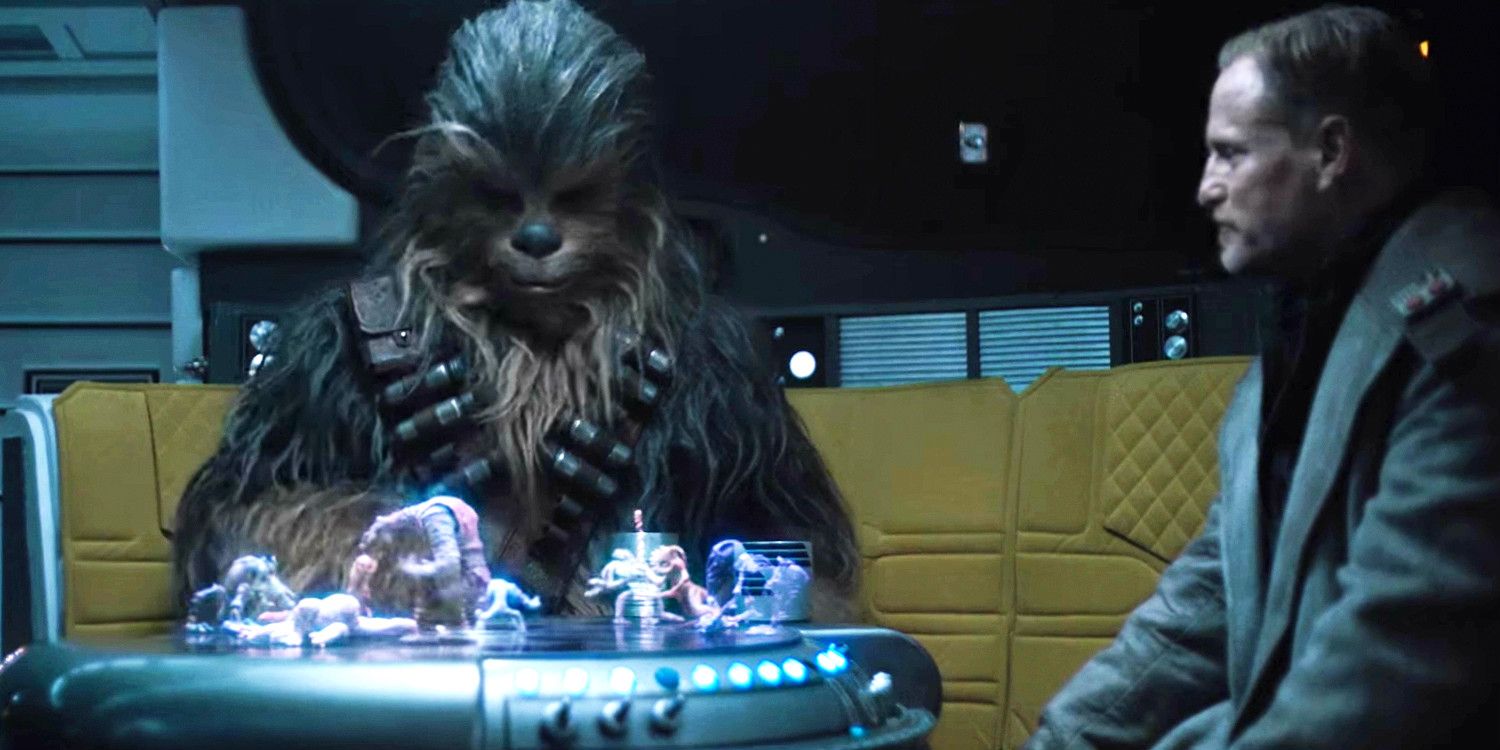 Chewbacca and Beckett play Holochess in Solo A Star Wars Story