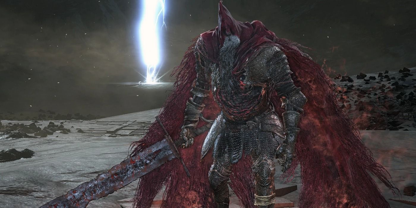 Slave Knight Gael in his second phase during the Dark Souls III: The Ringed City fight.
