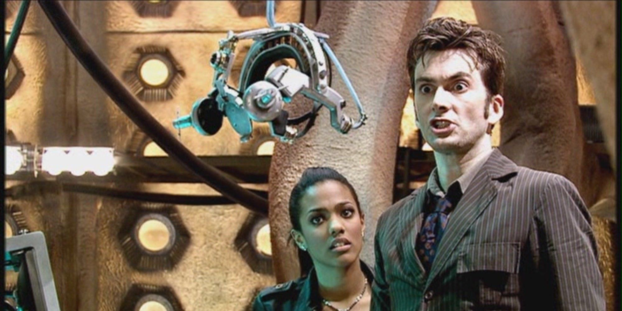 David Tennant as Tenth Doctor and Freema Agyeman as Martha in Doctor Who chameleon arch