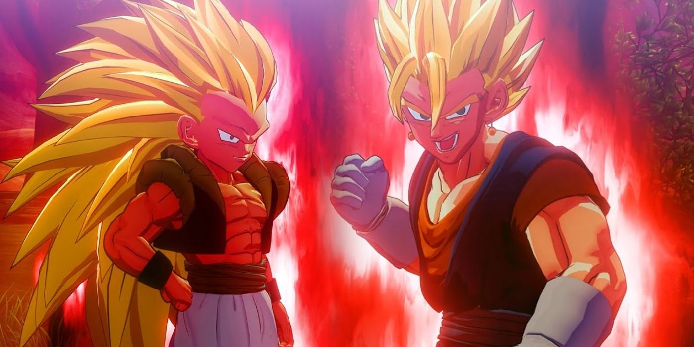 Gotenks and Vegito powered up in Dragonball Z Kakarot 