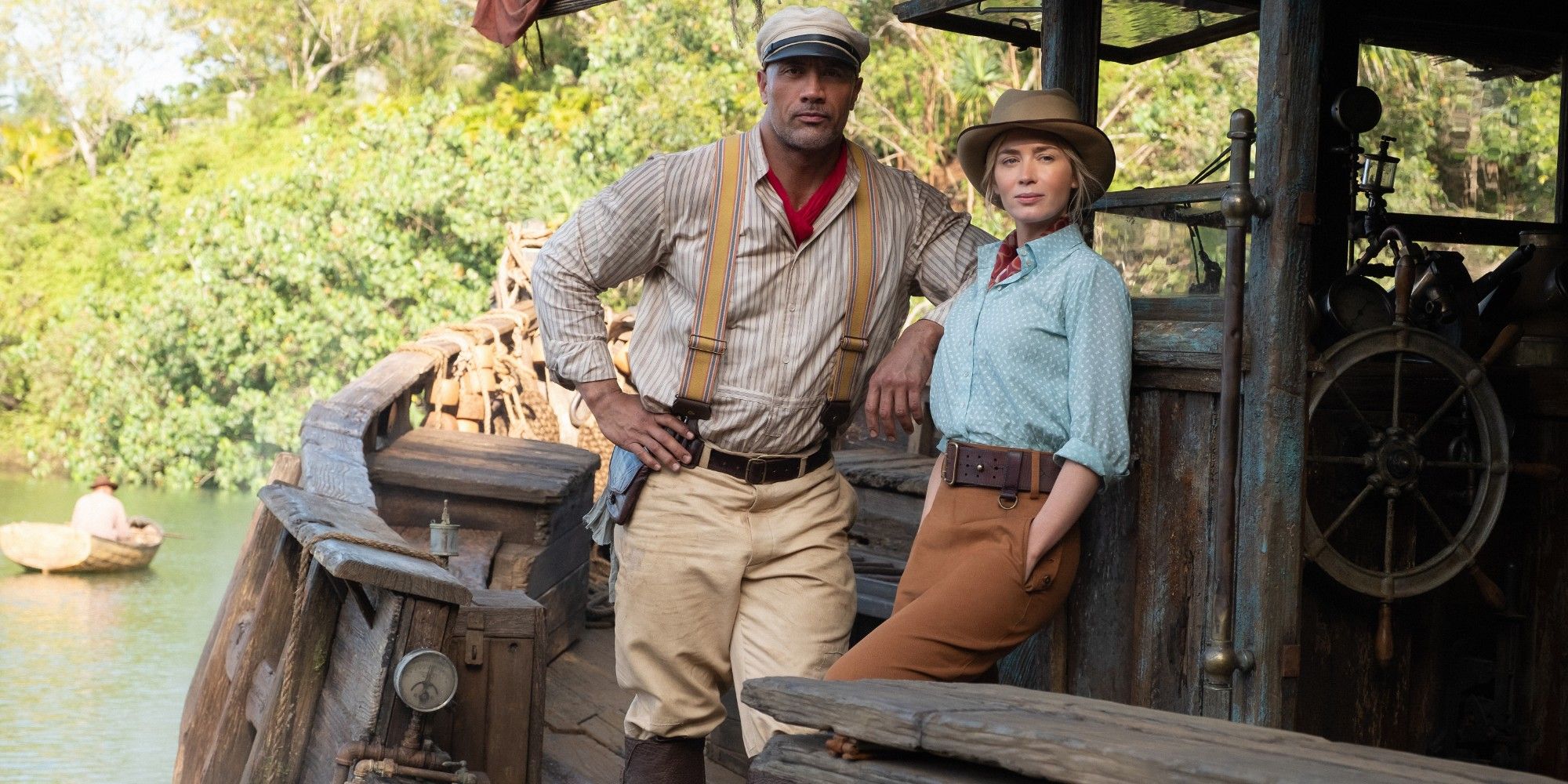 Dwayne Johnson and Emily Blunt in Jungle Cruise movie