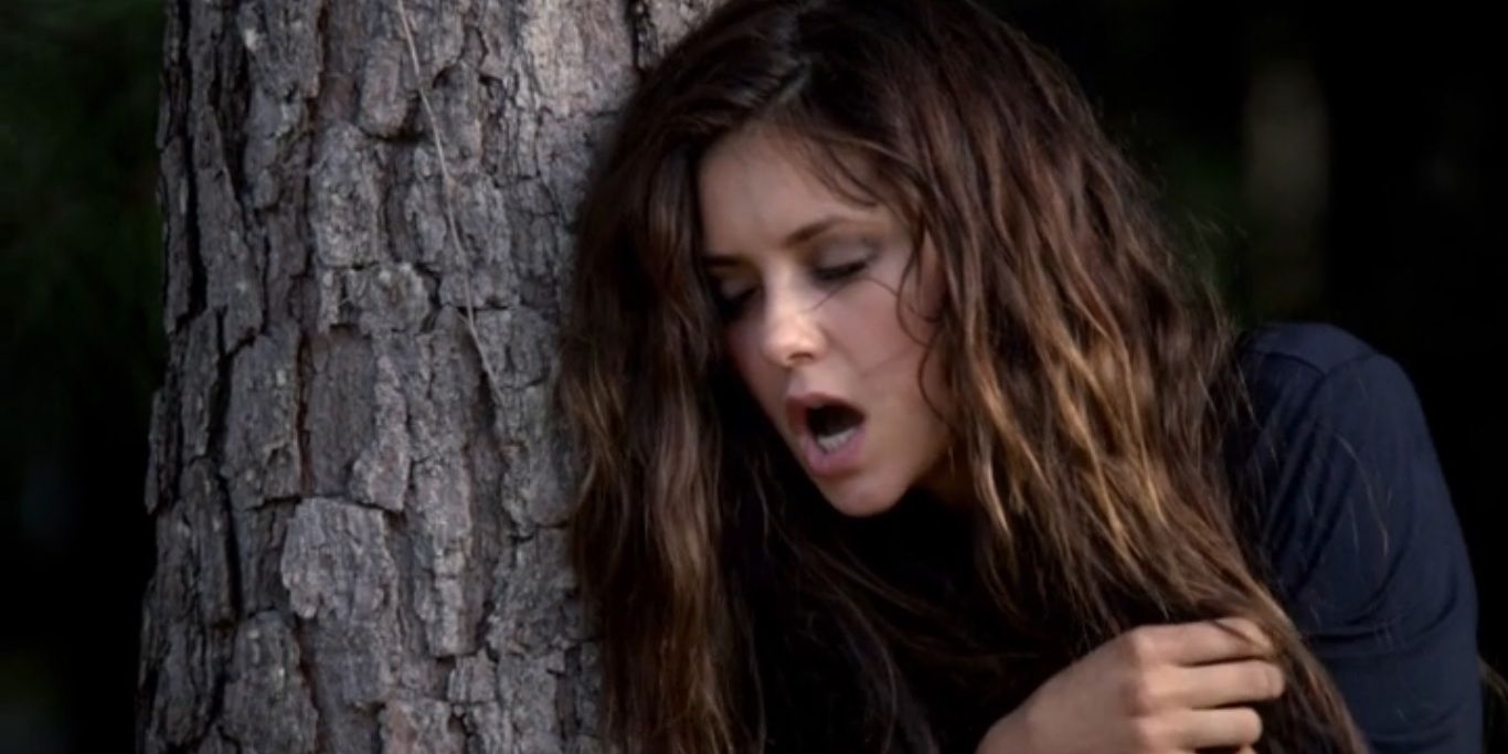 Katherine struggles as a human in The Vampire Diaries.