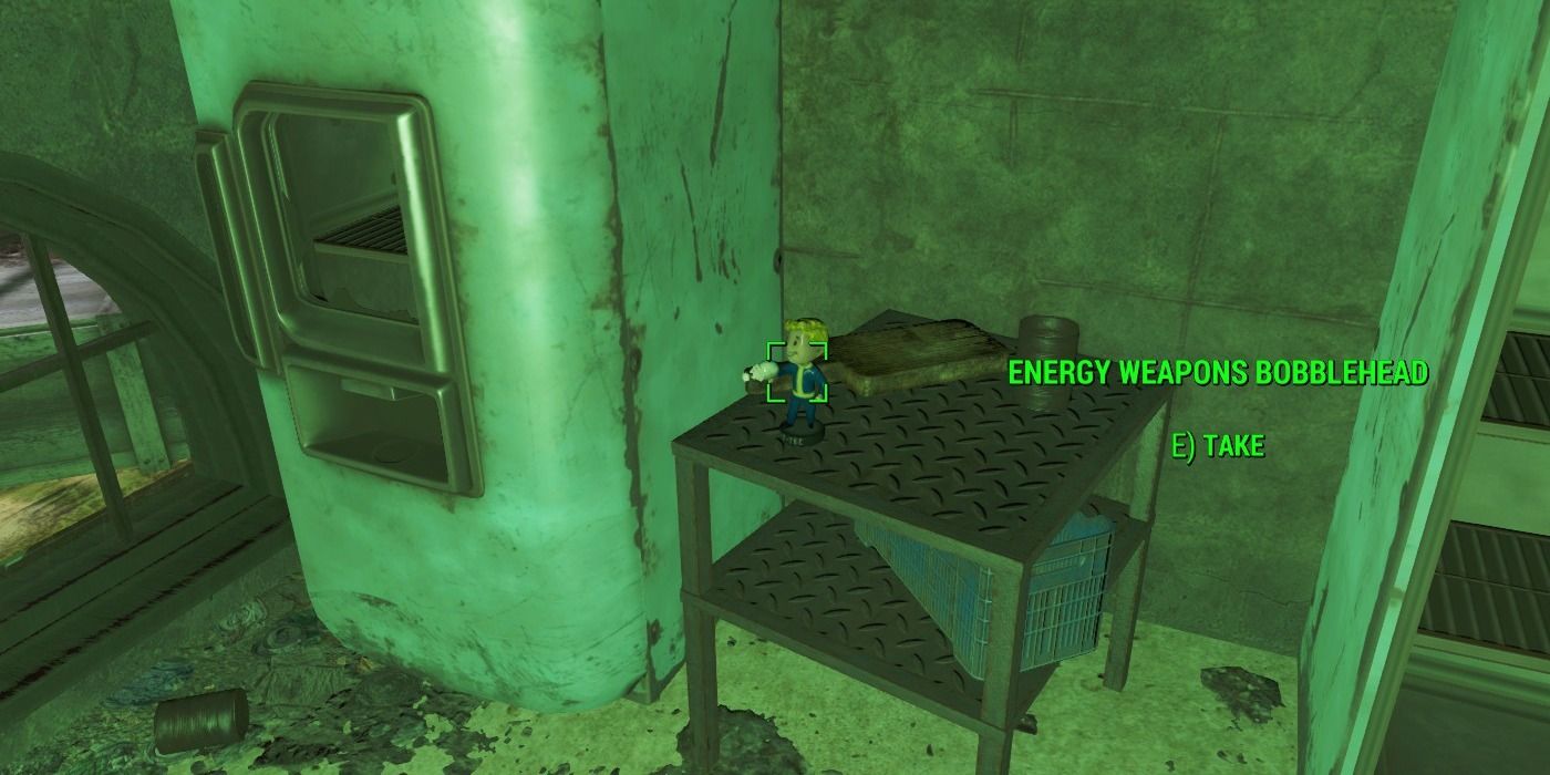 The Energy Weapons Bobblehead in Fallout 4 on a table