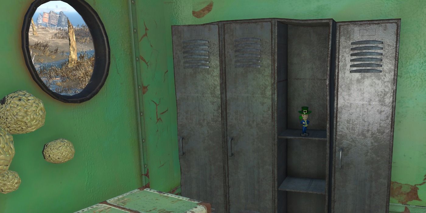 O Luck Bobblehead dentro de um armário em Fallout 4