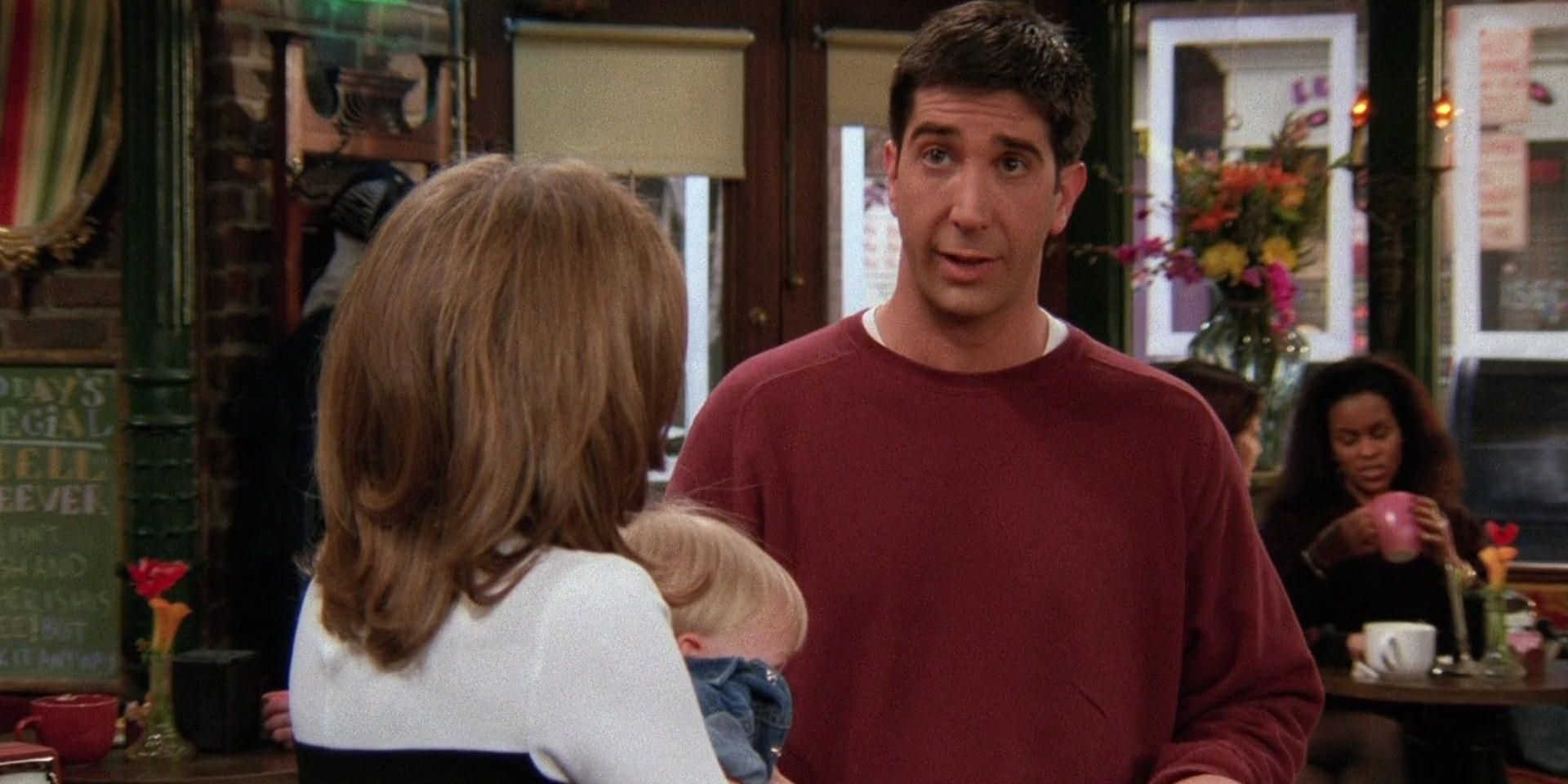 Ross speaks to Rachel in Central Perk