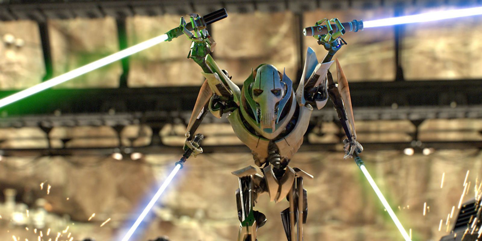 General Grievous wielding four lightsabers in Revenge of the Sith
