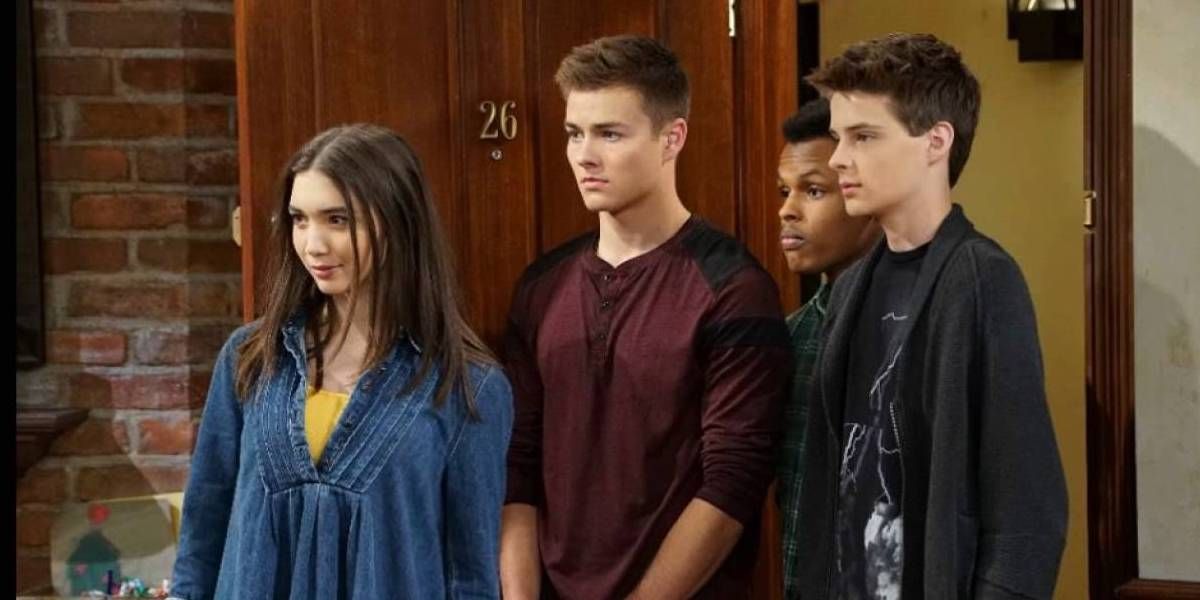 Riley, Lucas, Zay, and Farkle standing together in Girl Meets World