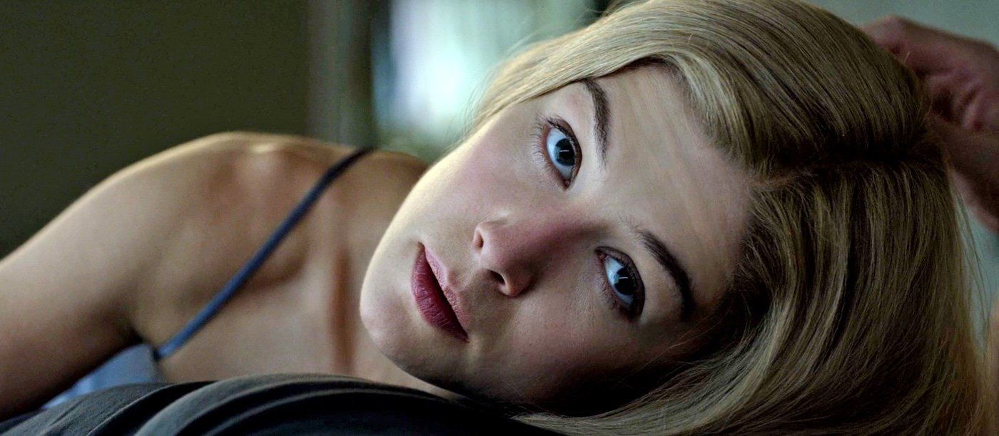 Amy Dunne staring at the camera