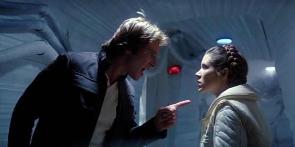 Han Solo e Leia Organa discutem em Star Wars Empire Strikes Back
