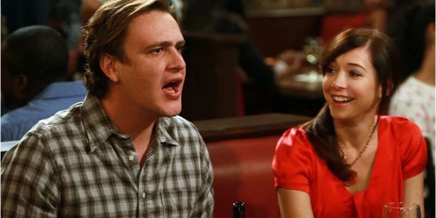 Marshall and Lily sitting at a bar on How I Met Your Mother
