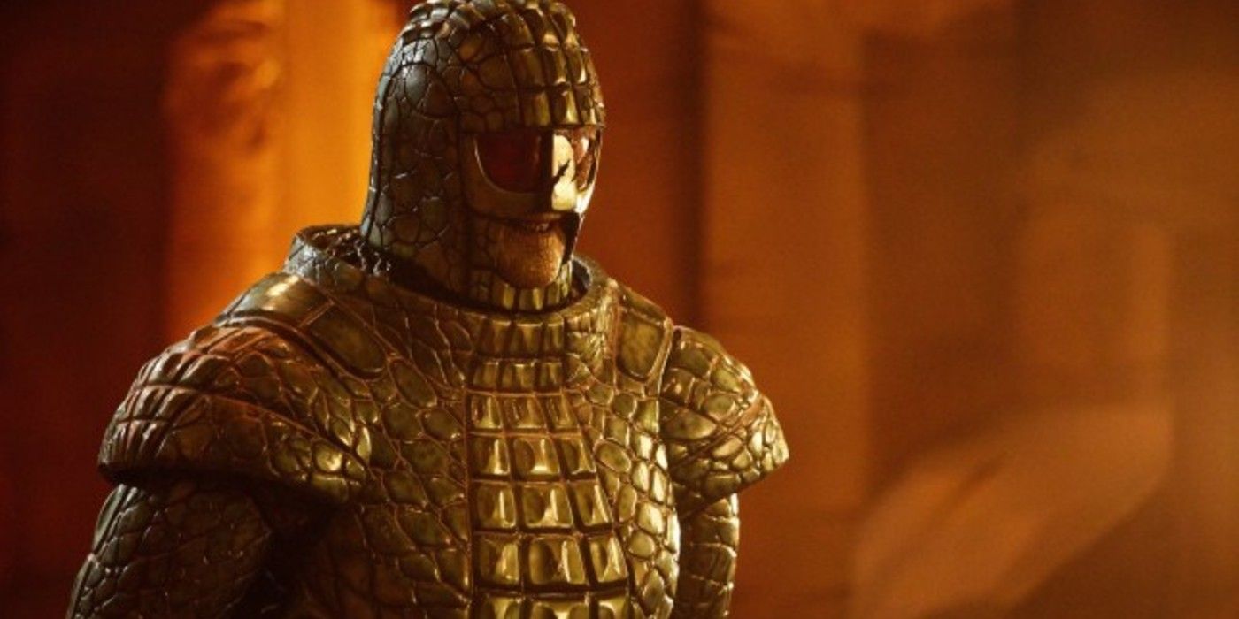 An Ice Warrior in armor in Doctor Who