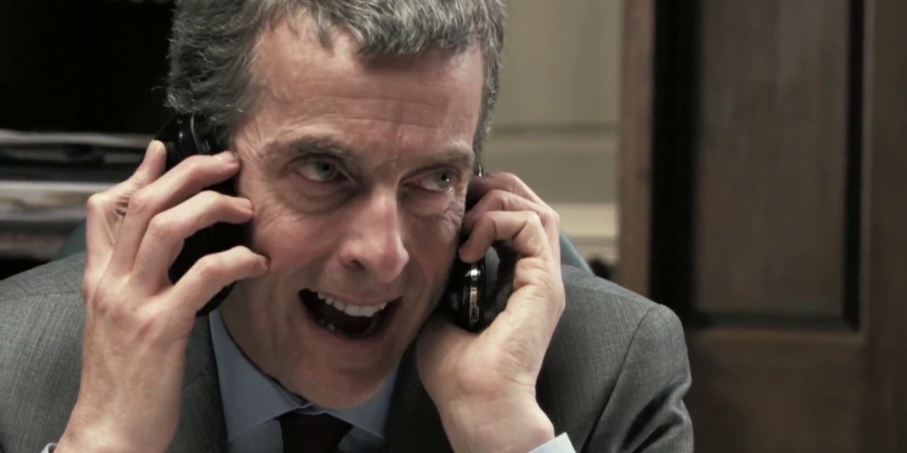 Malcolm Tucker screams into two cell phones in In The Loop