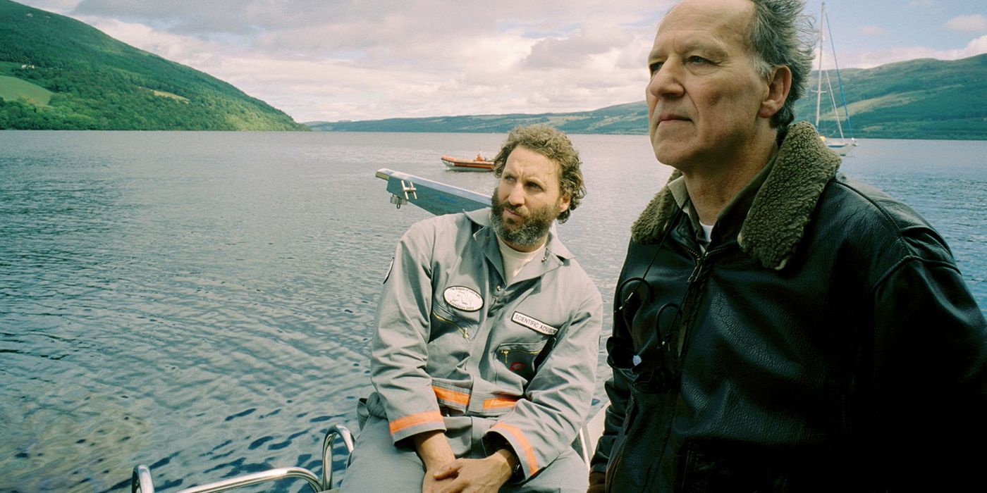 two men look out at the Loch in Incident at Loch Ness