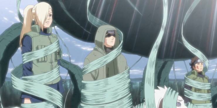 Ino Shino en Kiba gevangen in de oneindige Tsukuyomi in Naruto Shippuden