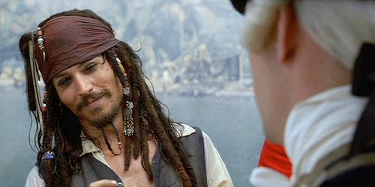 A confident Jack Sparrow looks at Norrington