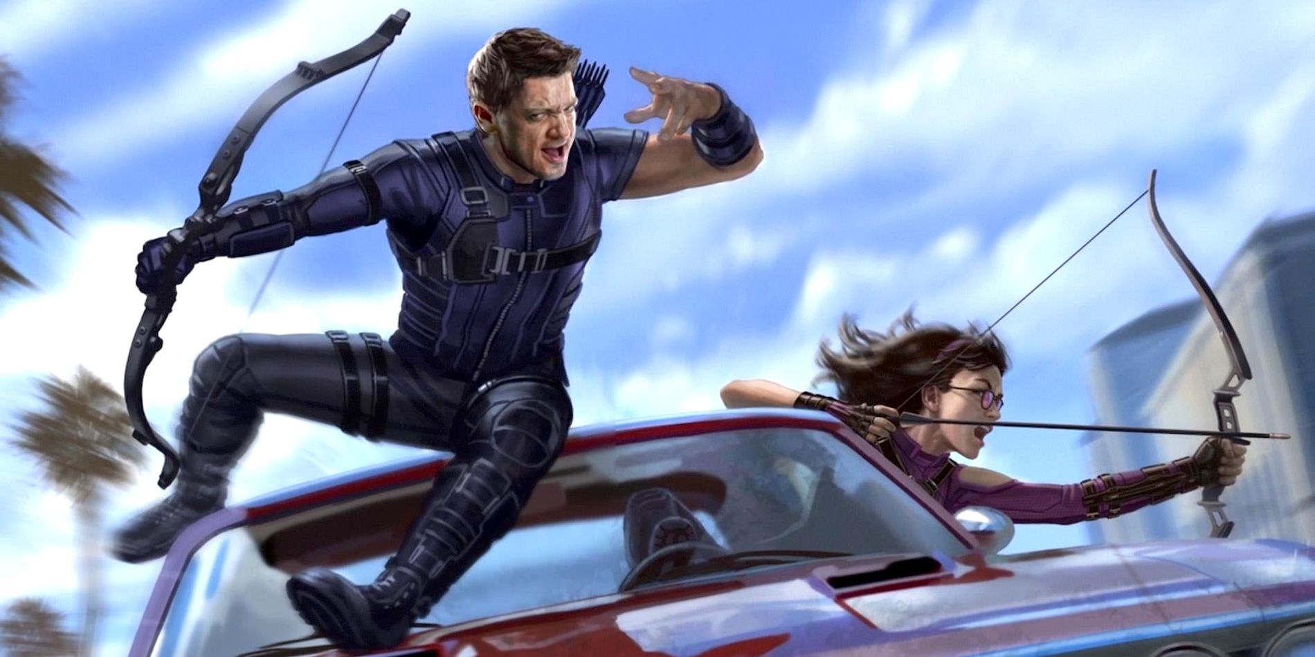 Jeremy Renner as Clint Barton with Kate Bishop in Hawkeye Show Concept Art