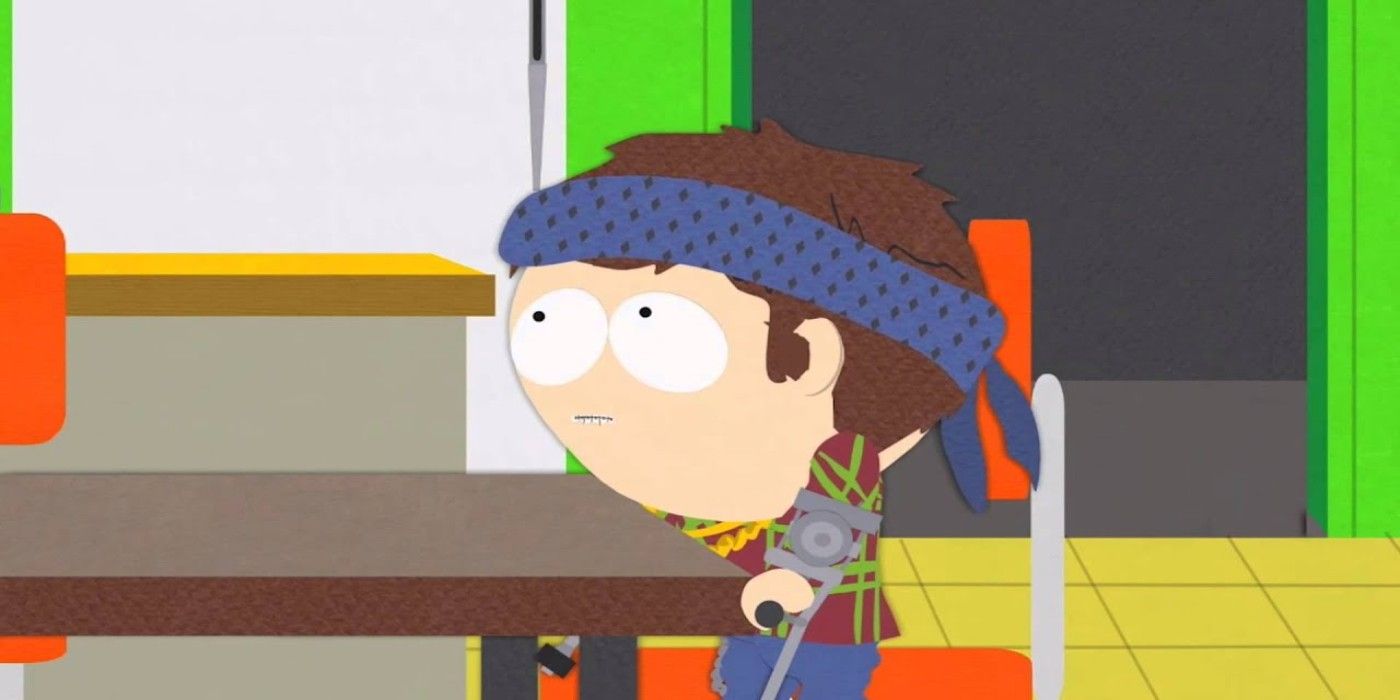 Jimmy sitting at the kitchen table in South Park