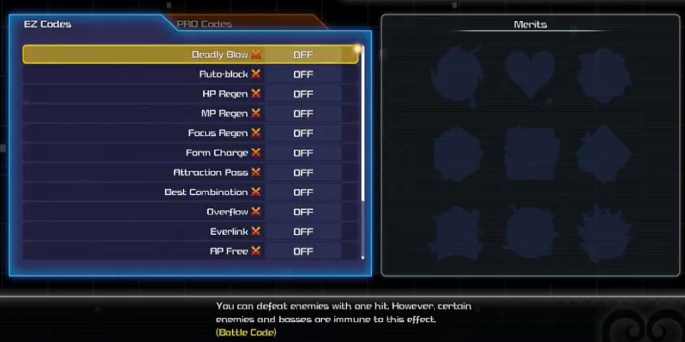 Kingdom Hearts 3 Remind EZ Codes