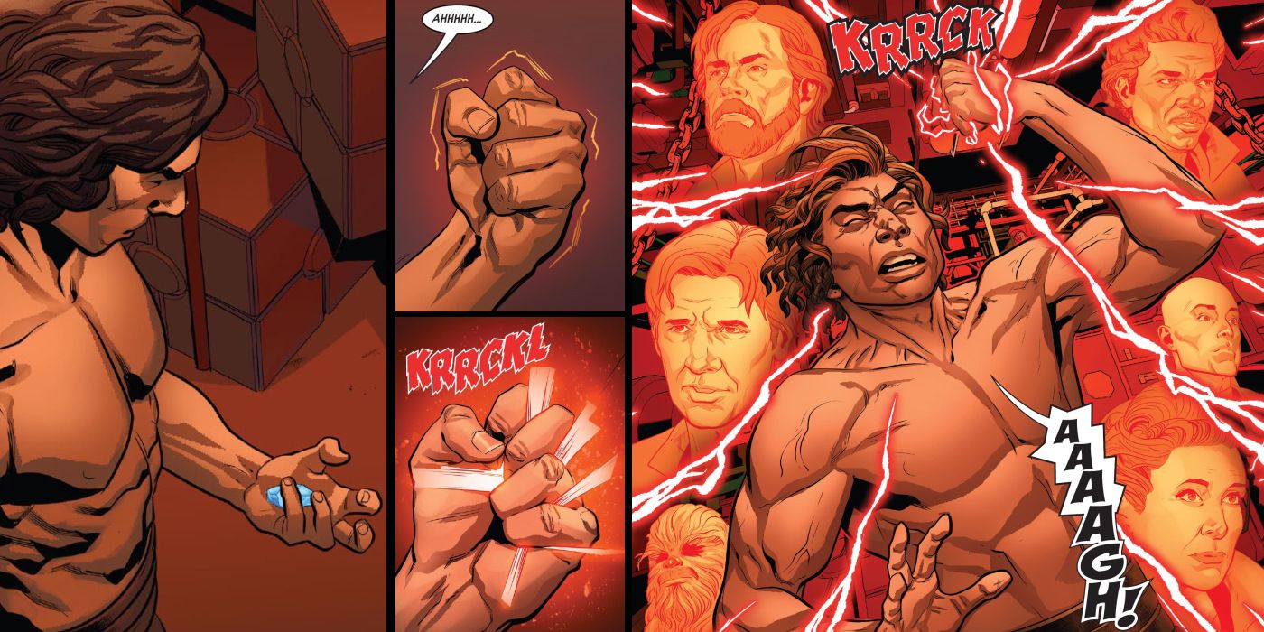 Kylo Ren bleeds his Kyber Crystal in Marvel comic.