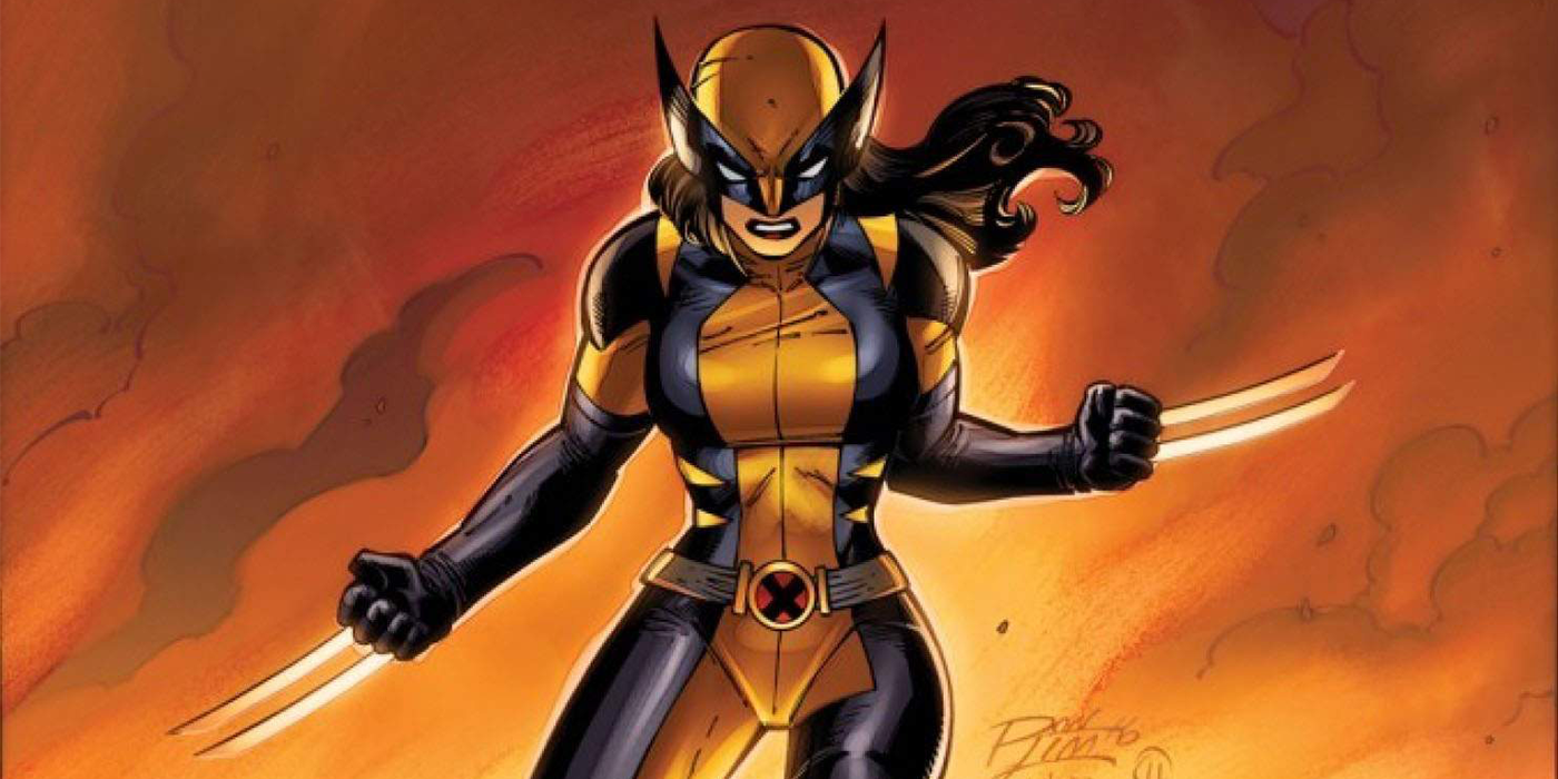 Laura Kinney in full Wolverine costume displaying her claws in Marvel Comics.