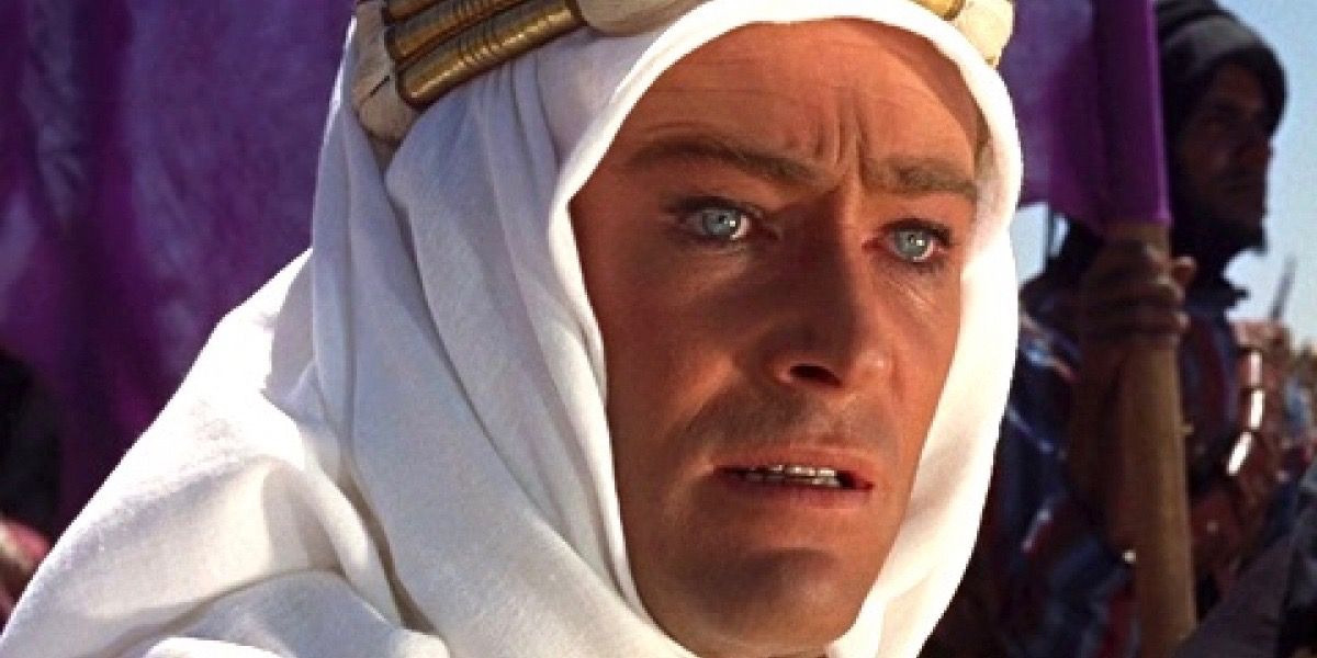 T.E. Lawrence looking shocked in Lawrence of Arabia