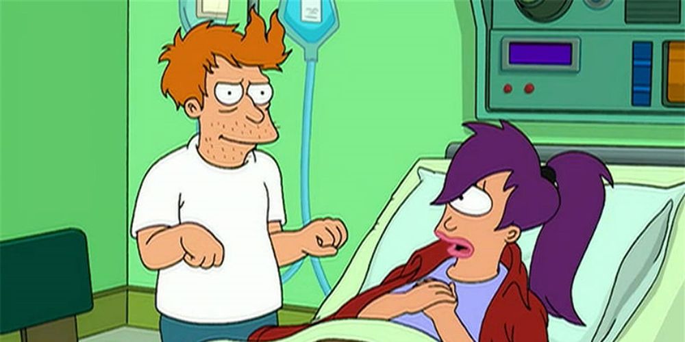 Fry Watches Leela In Her Hospital Bed