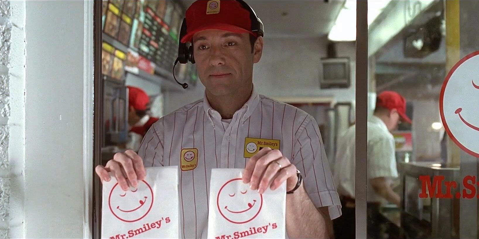 Kevin Spacey with fast food bag in American Beauty