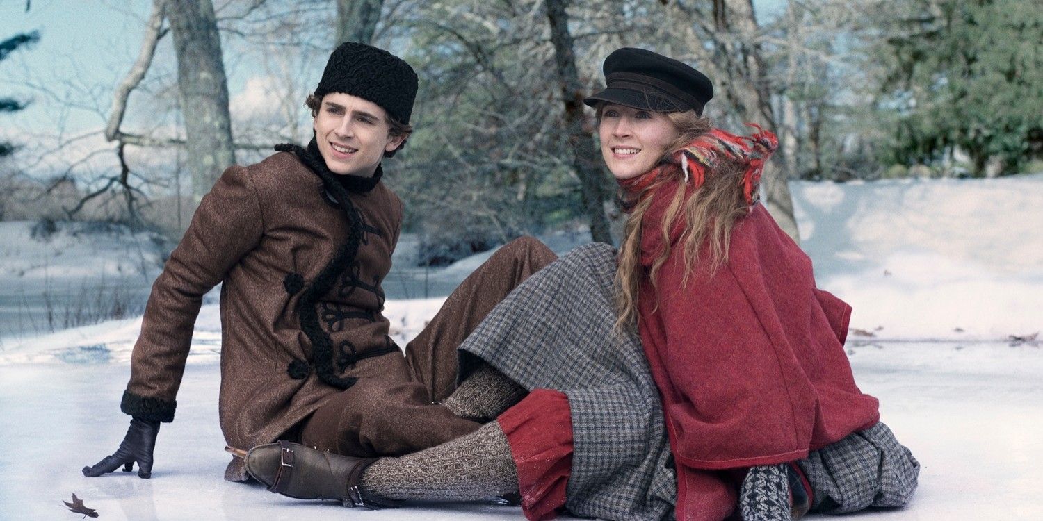 Laurie and Jo in the snow in Little Women