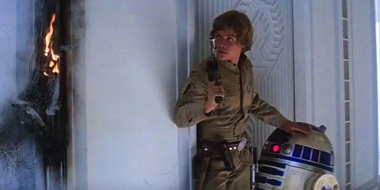 Luke Skywalker and R2-D2 on Bespin in The Empire Strikes Back