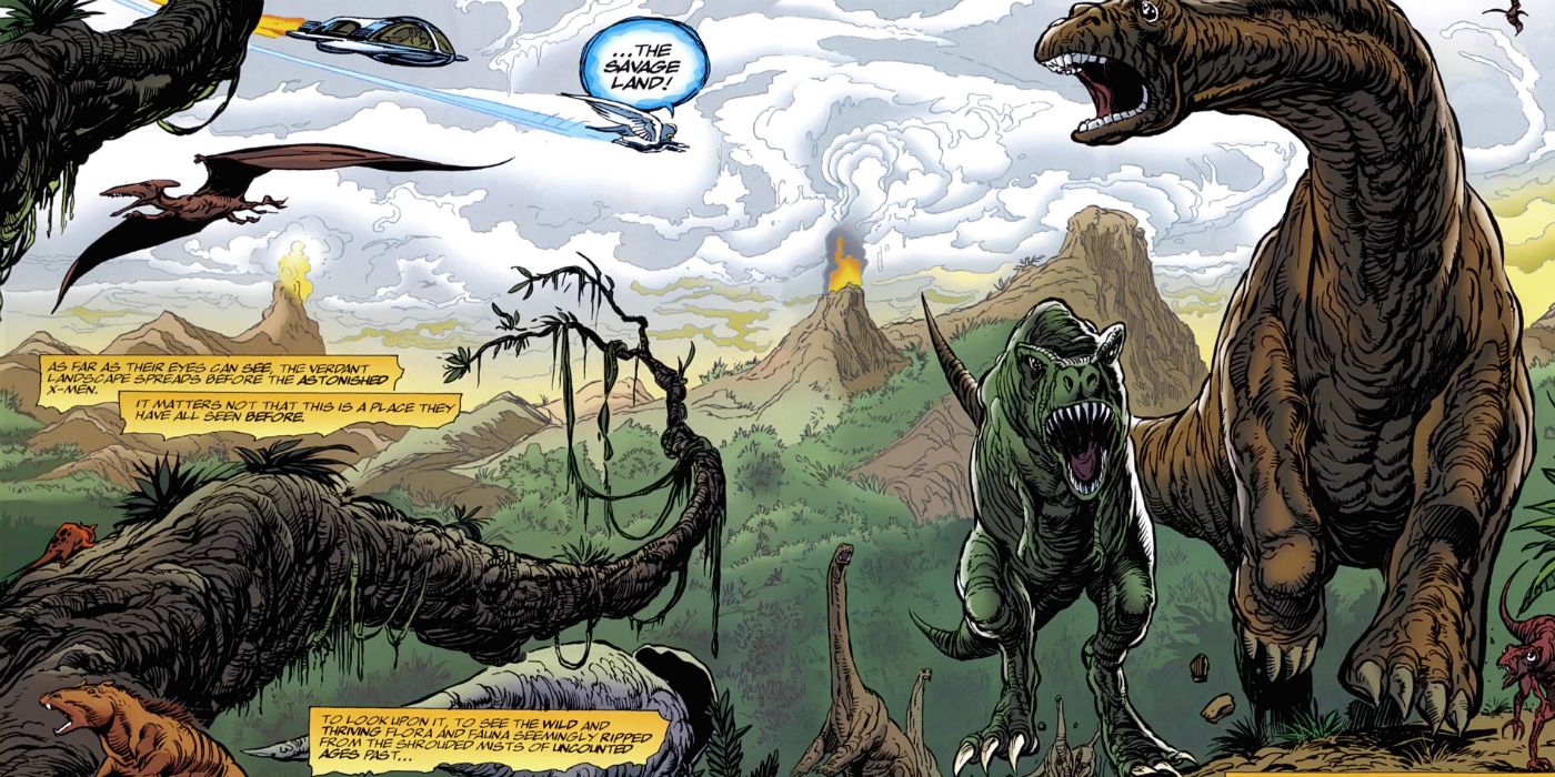 Dinosaurs walk the Savage Land from Marvel comics