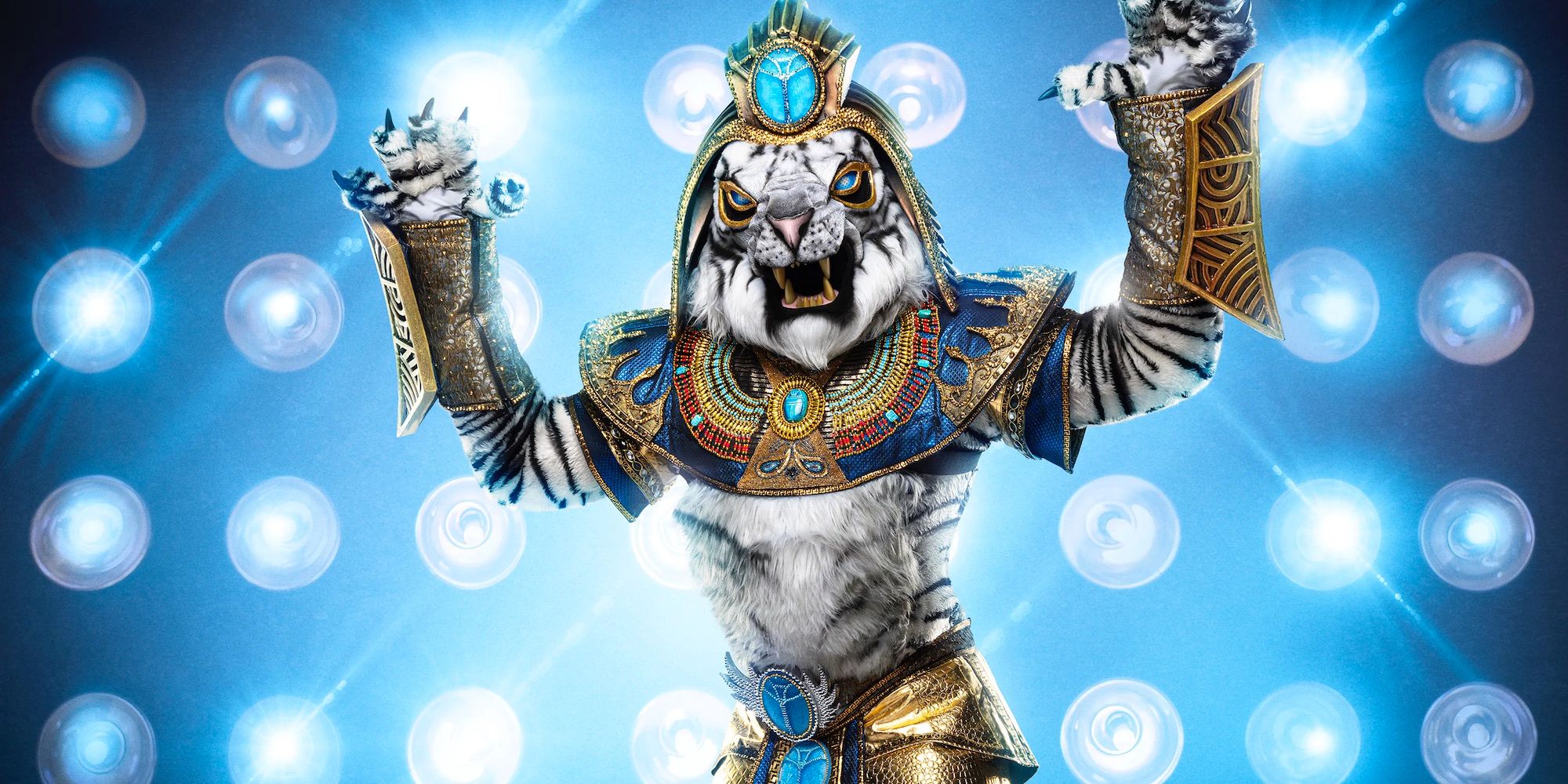 The White Tiger posing on his portrait for The Masked Singer